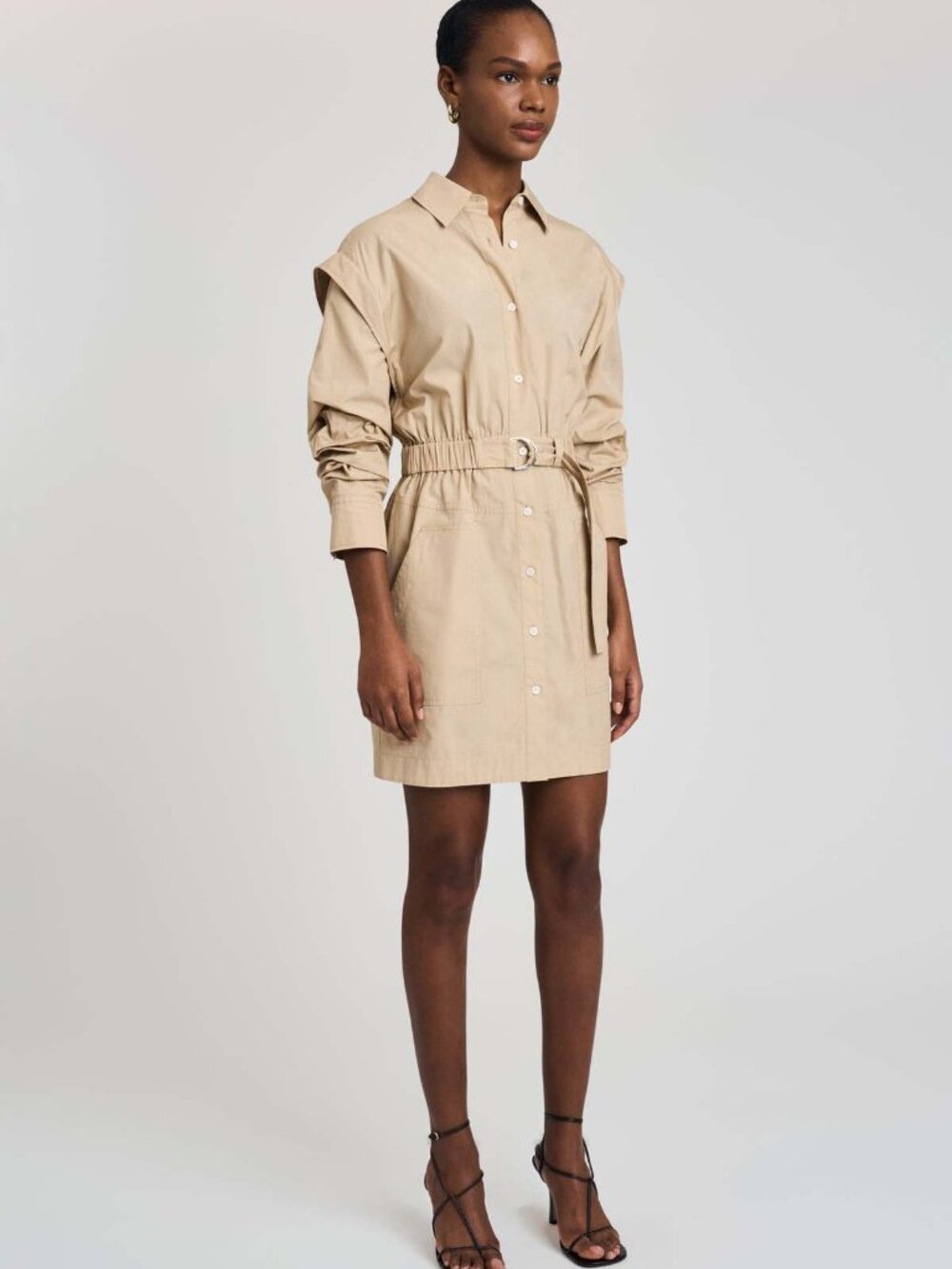 Derek Lam 10 Crosby Hadley Light Khaki Cotton Shirt Dress NWT 6 - Picture 4 of 5